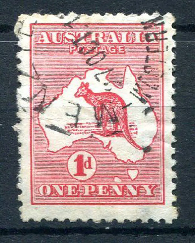 1d red, Die II with "extra island" (2 Tasmania's) ... Image 1++