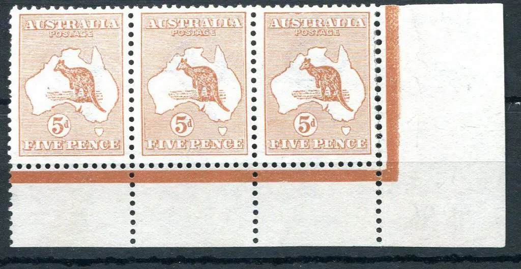 5d chestnut, plate 1 strip of 3 without monogram. ... Image 1++