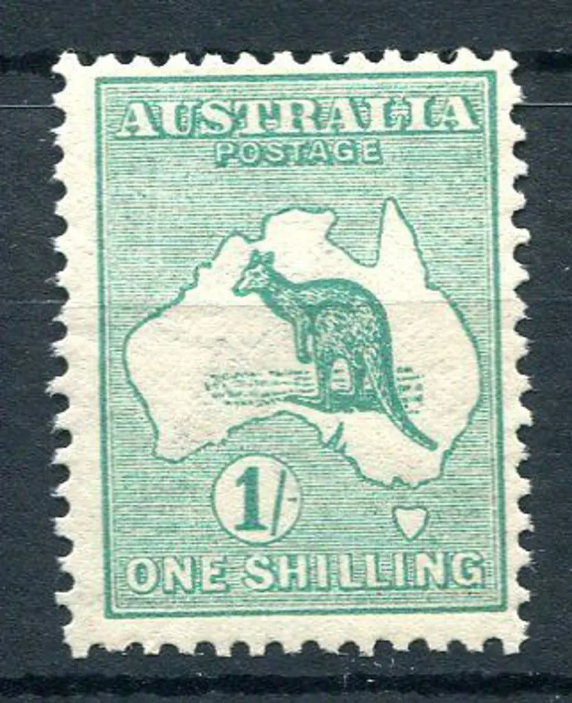 1/- green from base of sheet with wmk line. MUH ... Image 1++