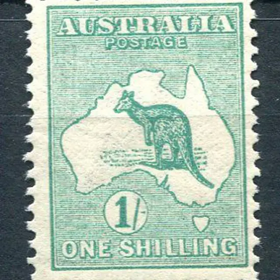 1/- green from base of sheet with wmk line. MUH ...