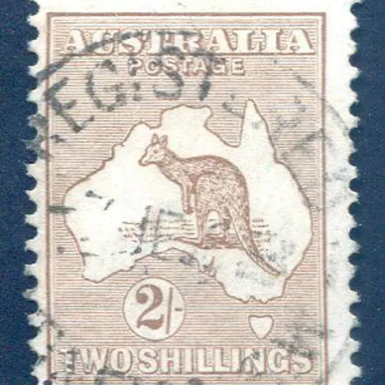 2/- brown fine used with part Registered cds. ...