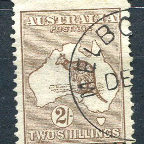 2/- brown. CTO with only "DE" visible. Fresh, ...