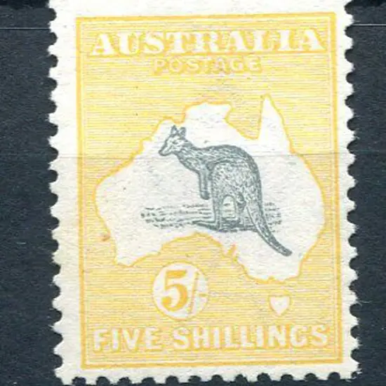 5/- grey & yellow. Fresh MUH, centred slightly low ...