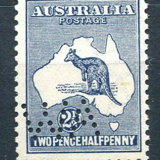 2½d indigo perfined "WA". MLH, minute tone spot. ...
