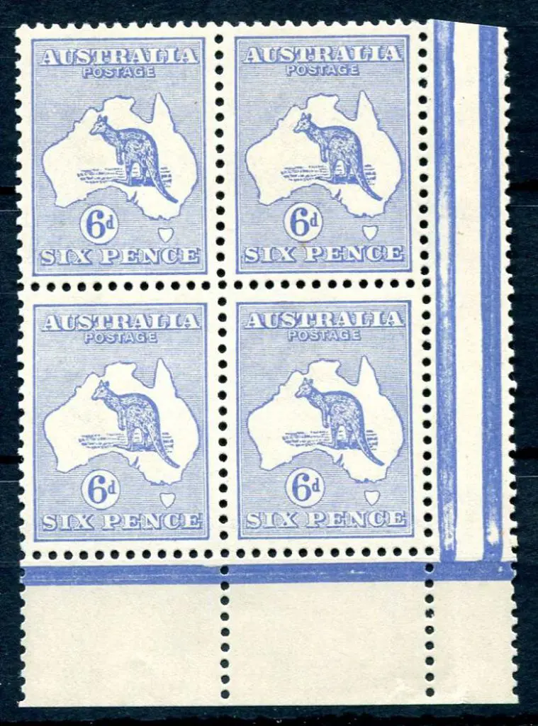 6d ultramarine marginal block of 4 from the ... Image 1++