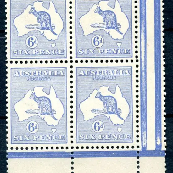 6d ultramarine marginal block of 4 from the ...
