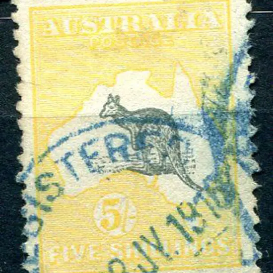 5/- deep grey & yellow with inverted wmk. Good to ...