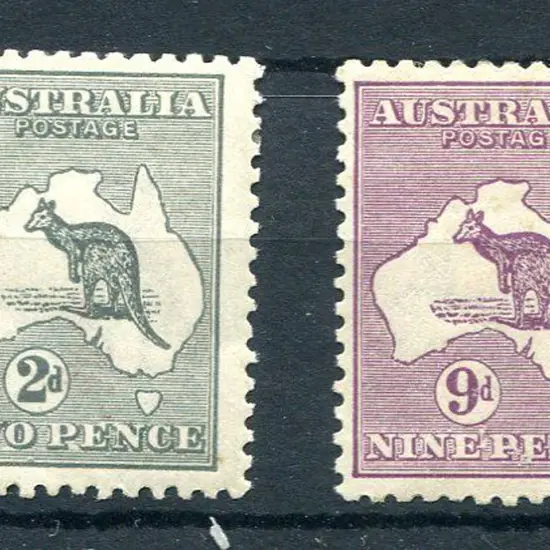 2d grey, Die I & 9d violet Die II with inverted ...