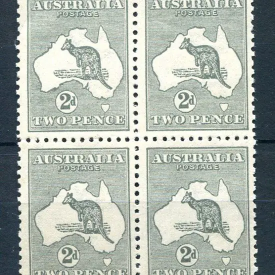 2d grey. MUH block of 4, diagonal crease affecting ...