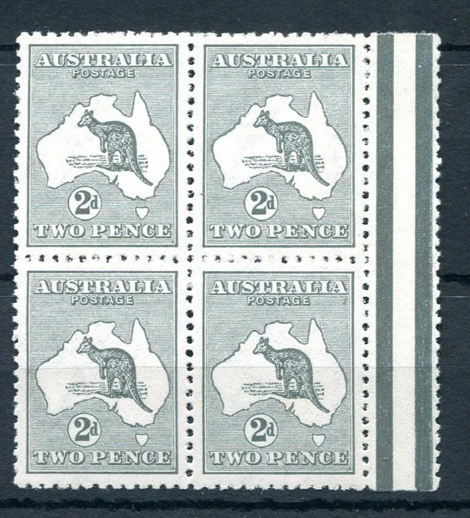 2d grey, Die I marginal block of 4 from right of ... Image 1++