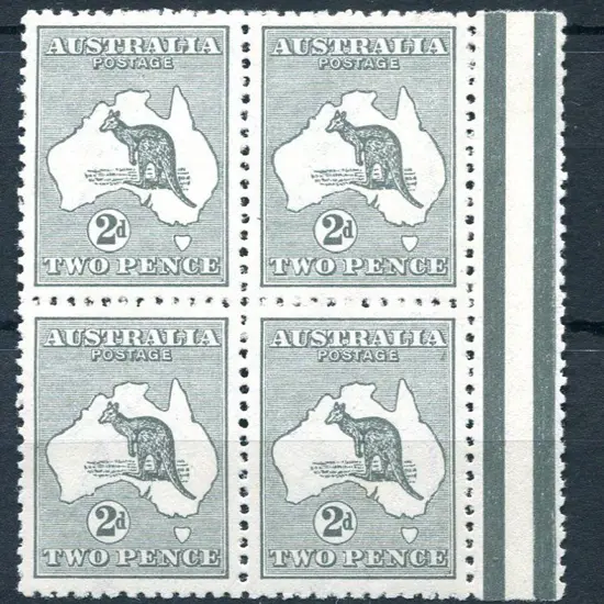 2d grey, Die I marginal block of 4 from right of ...