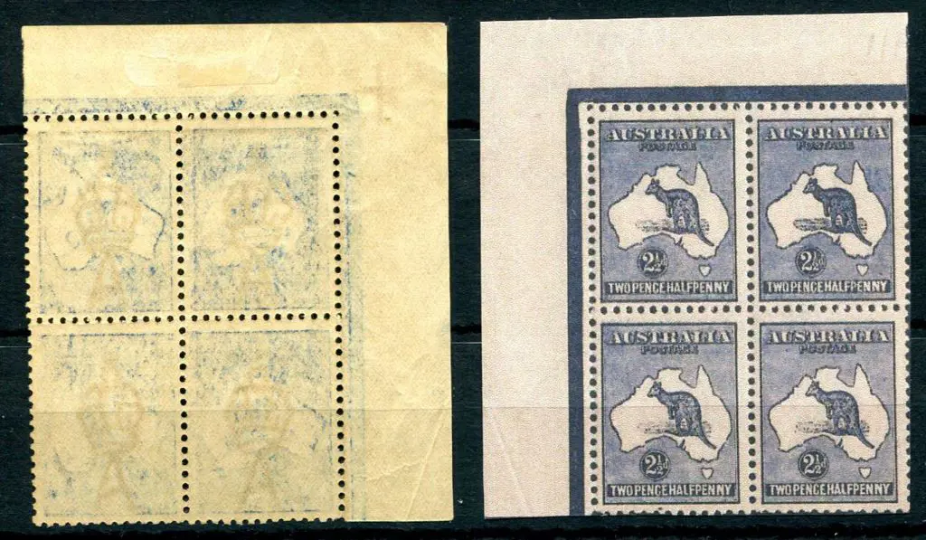 2½d indigo in top left marginal block of 4 with ... Image 1++