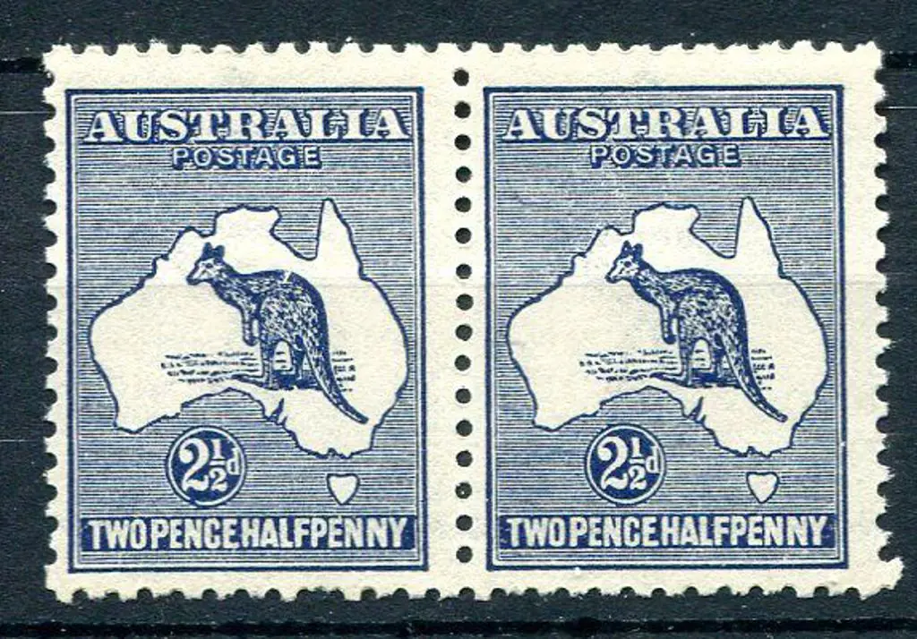 2½d indigo. MUH horiz pair, one short perf at ... Image 1++