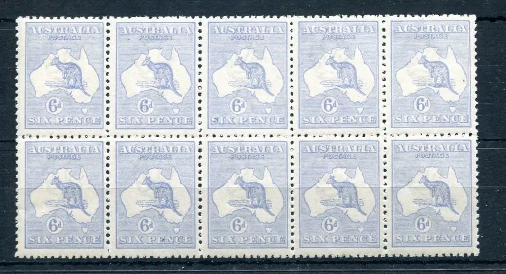 6d pale ultramarine Die IIB block of 10 (5x2). ... Image 1++