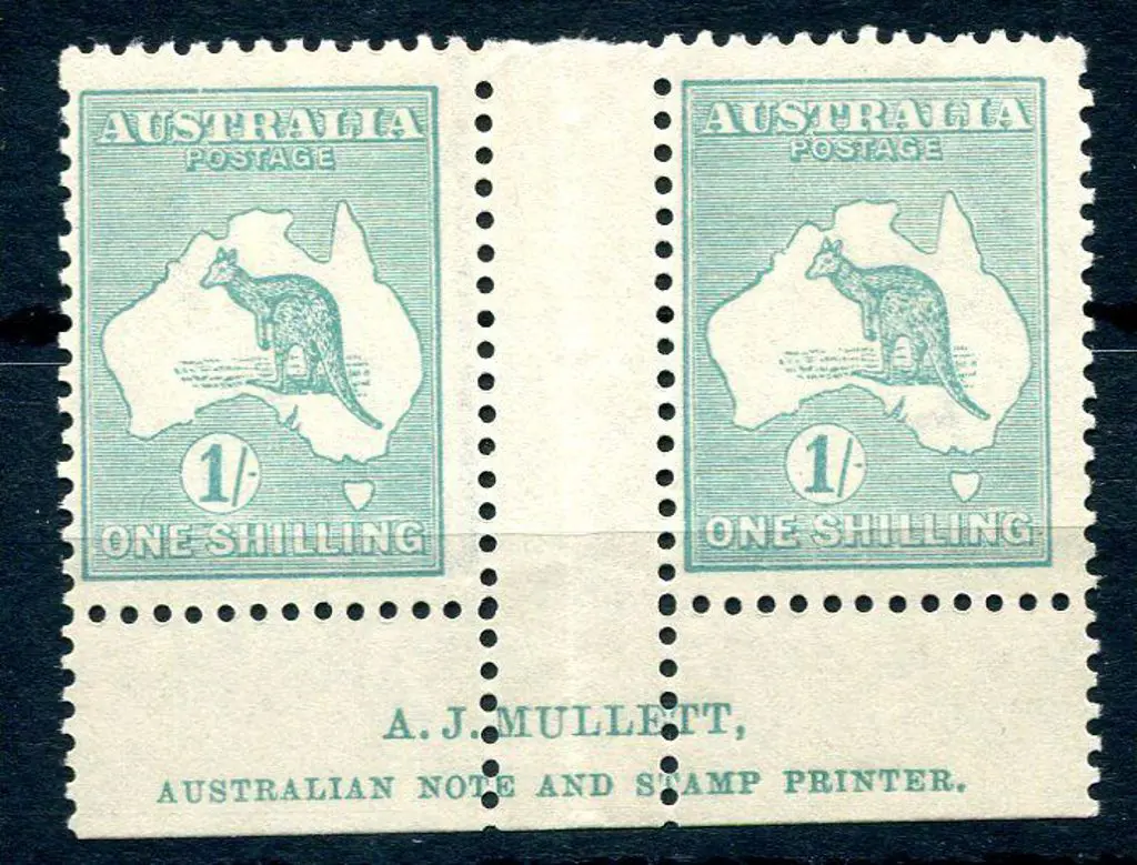1/- blue-green, Die IIB Mullett imprint pair. Fine ... Image 1++