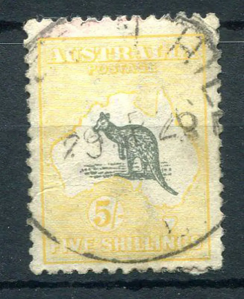 5/- grey & pale yellow with "white flaw off NSW ... Image 1++