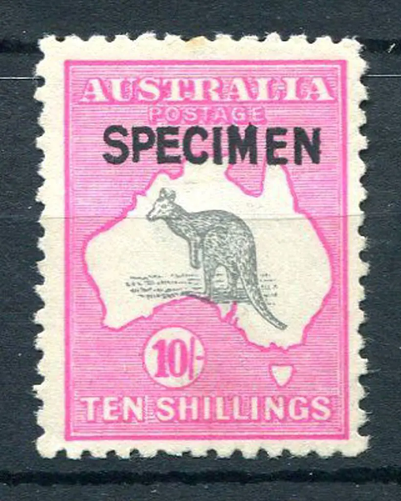 10/- grey & pink ovptd "SPECIMEN" Type B. MLH, ... Image 1++