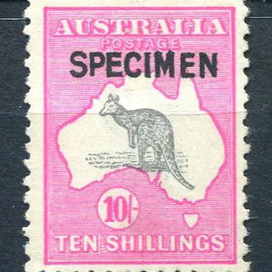10/- grey & pink ovptd "SPECIMEN" Type B. MLH, ...