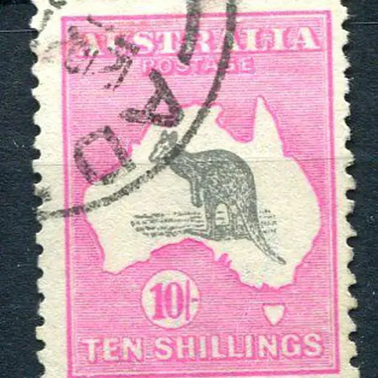 10/- grey & deep pink with "Short Spencer's Gulf" ...