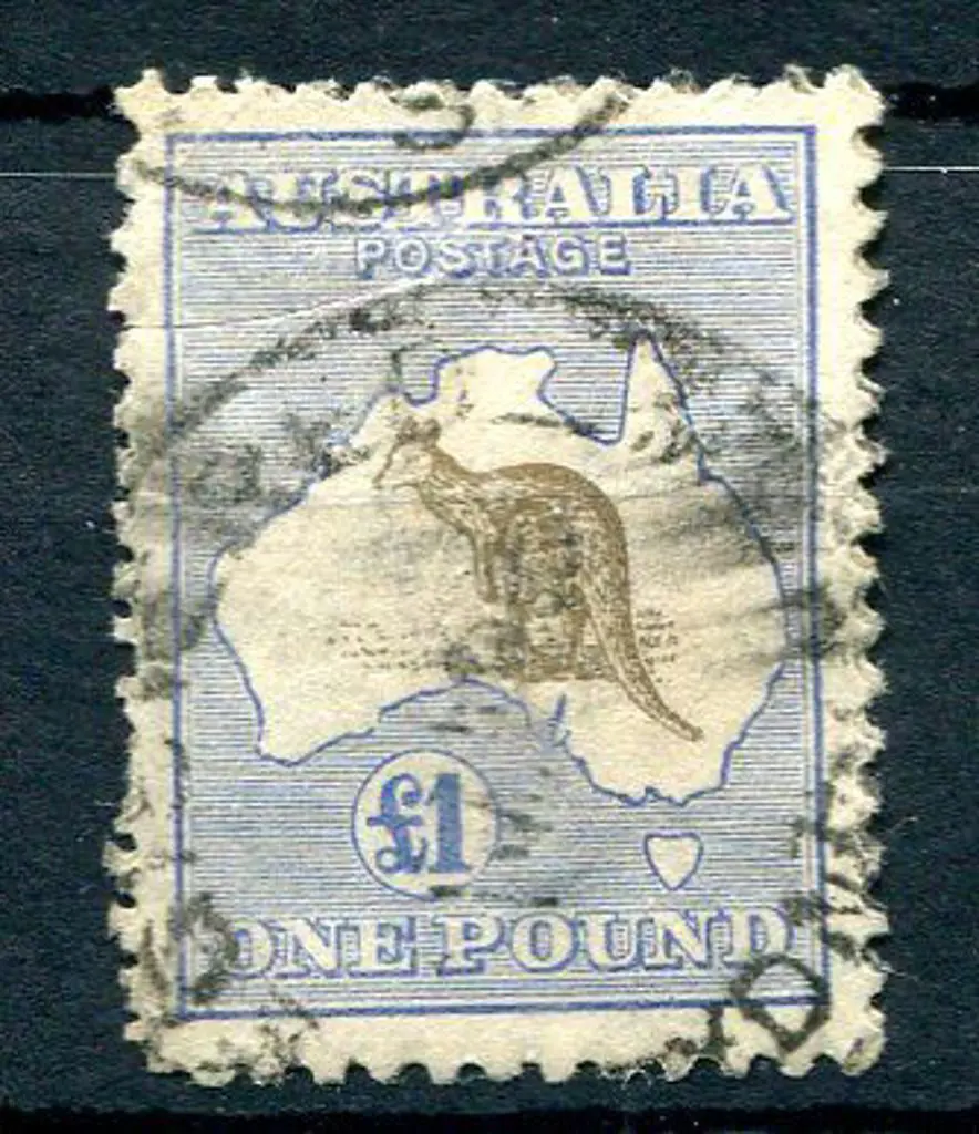 £1 brown-olive & pale blue. Used with smudged ... Image 1++