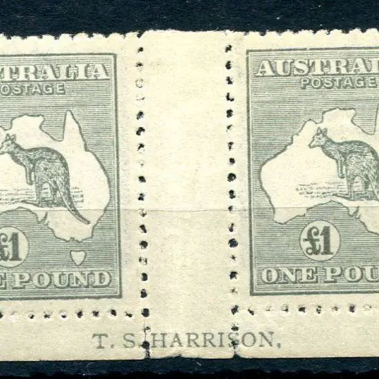 £1 grey Harrison 2 line imprint pair but lower ...