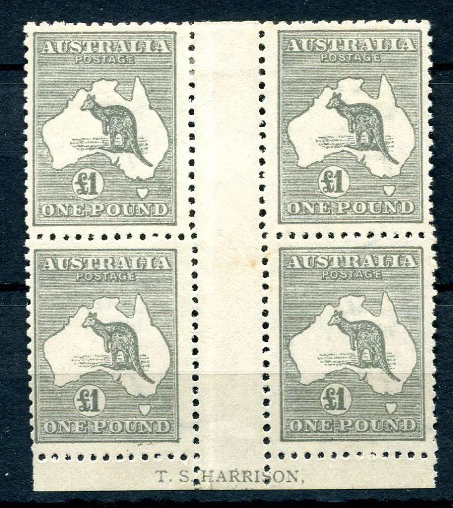 £1 grey Harrison imprint block of 4 with the ... Image 1++