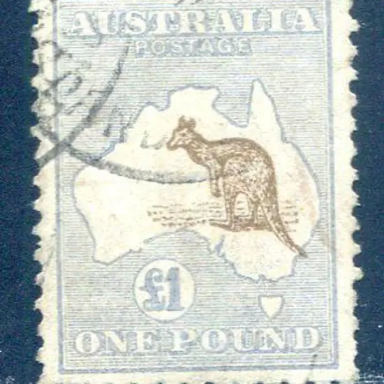£1 light brown & pale blue with "kangaroo's foot ...
