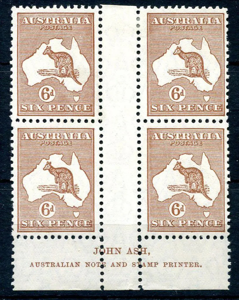 6d chestnut in John Ash "N" over "N" imprint block ... Image 1++