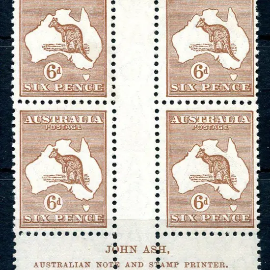 6d chestnut in John Ash "N" over "N" imprint block ...