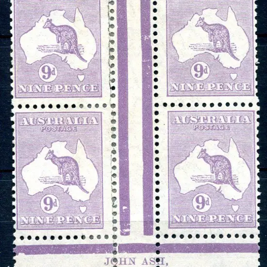 9d pale violet in John Ash imprint block of 4. MH ...