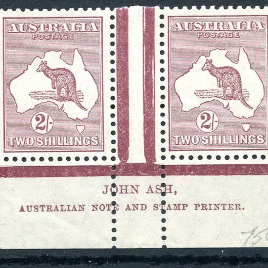 2/- pale maroon John Ash "N over N" imprint pair. ...