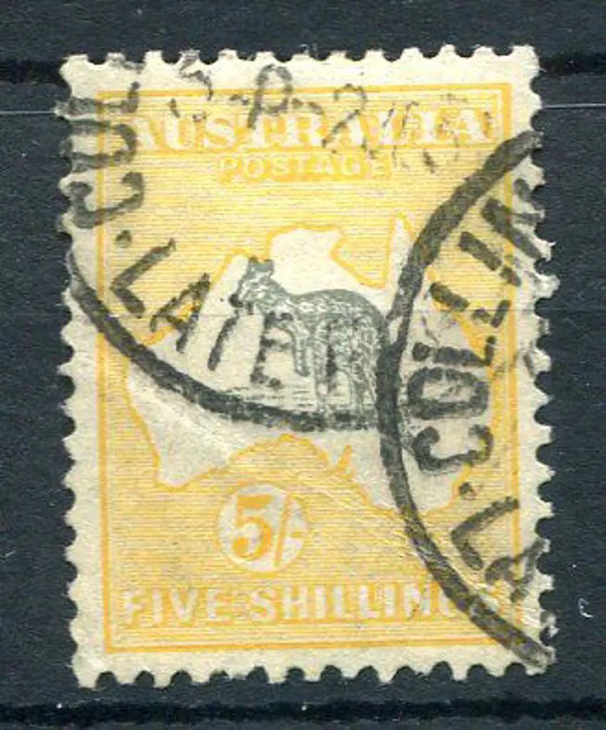 5/- grey & yellow-orange. Fine used with two part ... Image 1++