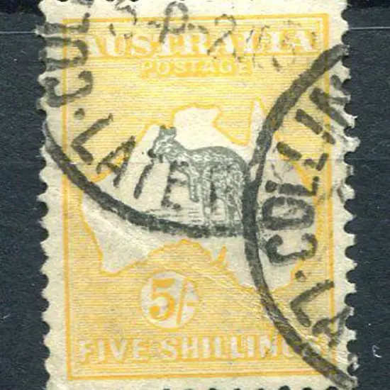 5/- grey & yellow-orange. Fine used with two part ...