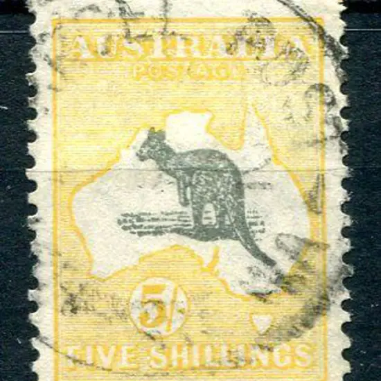 5/- greyish-black & yellow-orange. Used with ...