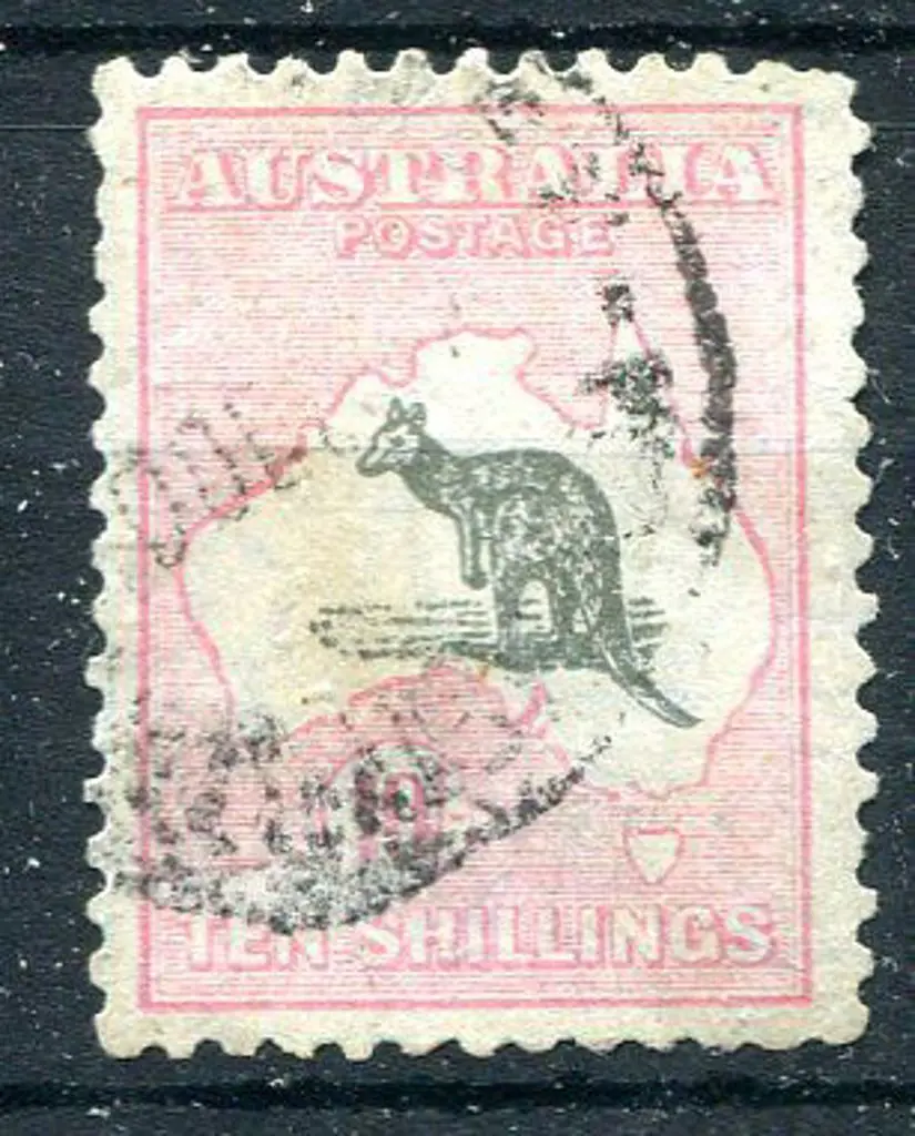 10/- grey & pale pink. Used with rounded top right ... Image 1++