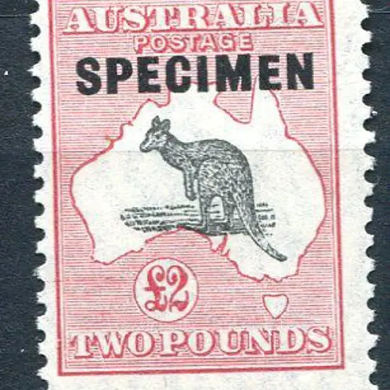 £2 grey & pale rose-crimson ovptd "SPECIMEN" type ...