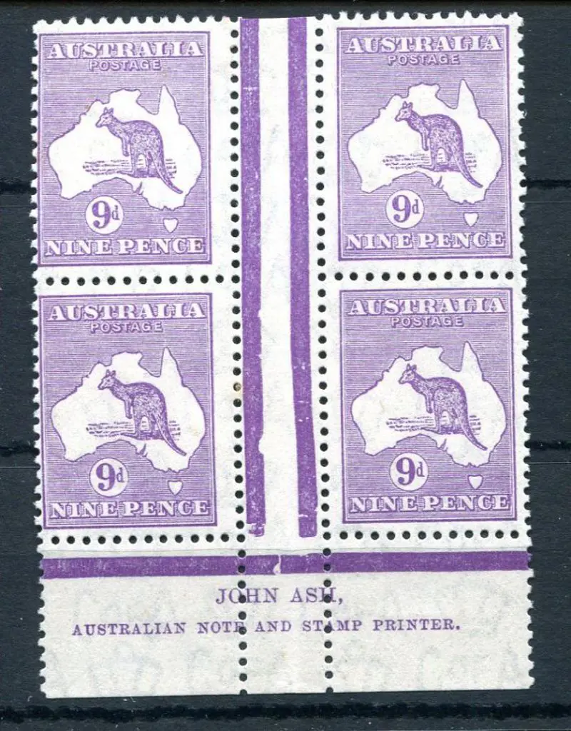 9d purple, Plate 4 first state John Ash "N over N" ... Image 1++