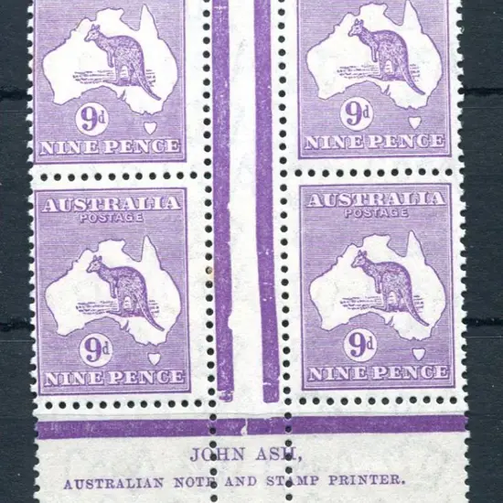 9d purple, Plate 4 first state John Ash "N over N" ...
