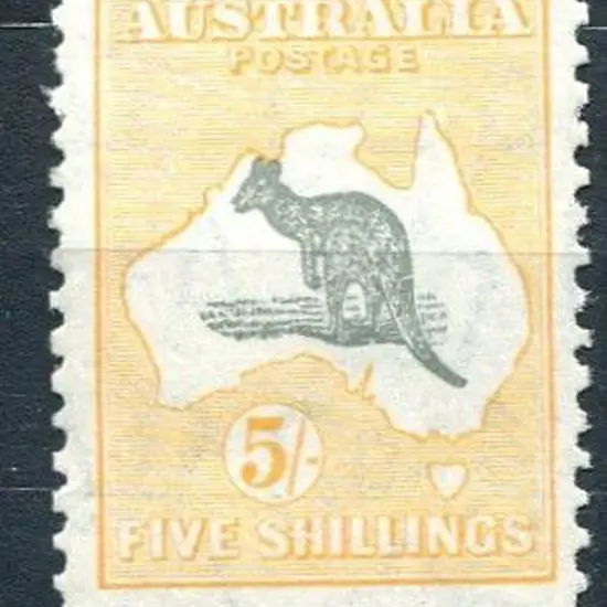 5/- grey & yellow-orange with "Muzzled kangaroo" ...