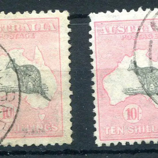 10/- grey & pink fine used with crisp Melbourne ...