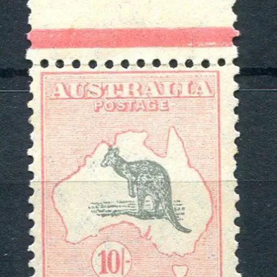 10/- grey & pink. MUH, centred high but ...