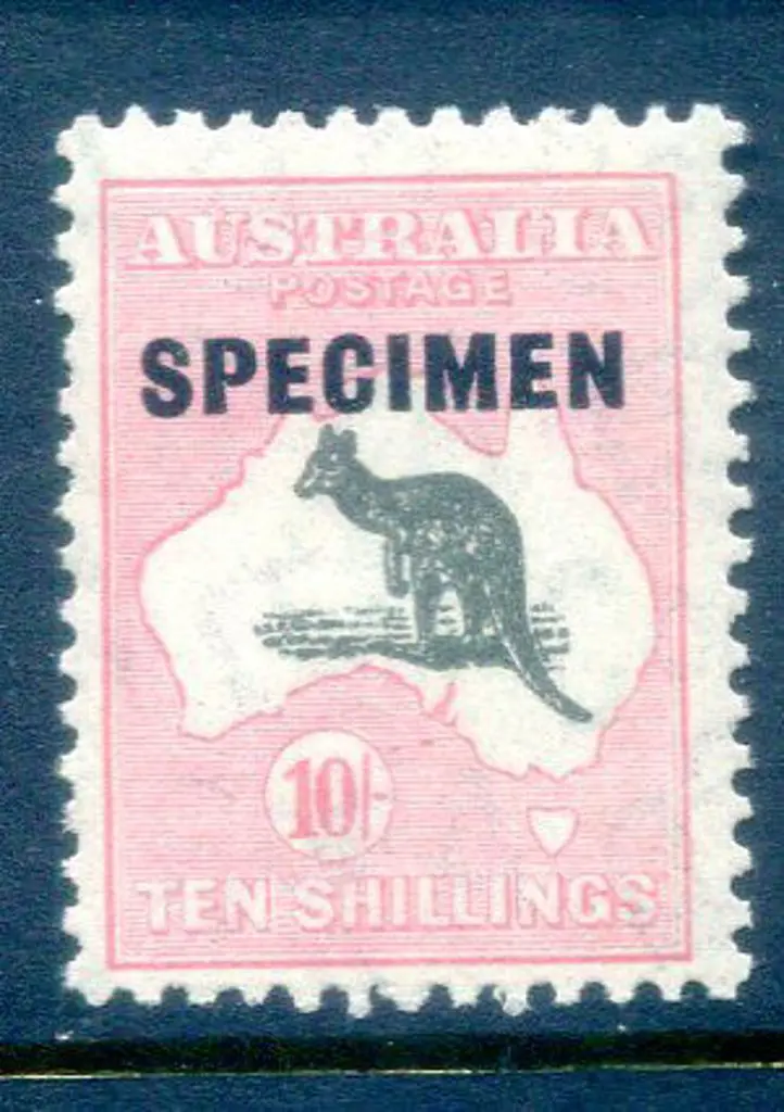 10/- grey-black & rose-crimson ovptd "SPECIMEN" ... Image 1++