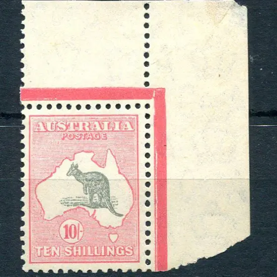 10/- grey & aniline-pink top right selvedge single ...