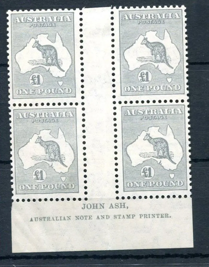 £1 grey John Ash imprint block of 4 with ... Image 1++