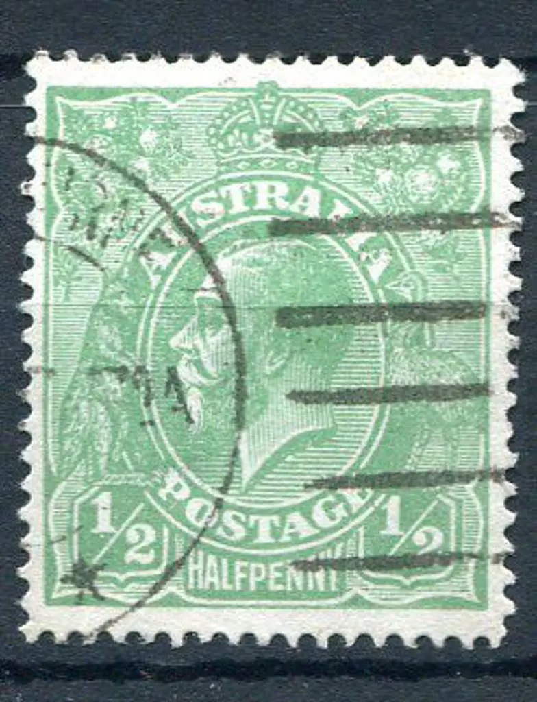 1914-20 Single Watermark ½d blue-green with ... Image 1++