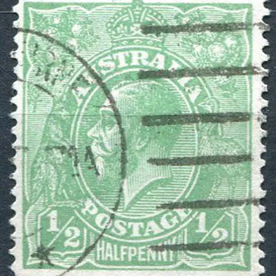 1914-20 Single Watermark ½d blue-green with ...