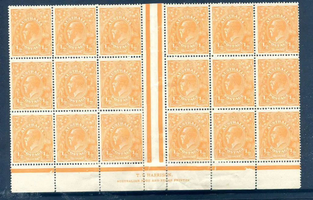 1914-20 Single Watermark ½d orange, electro 6 ... Image 1++