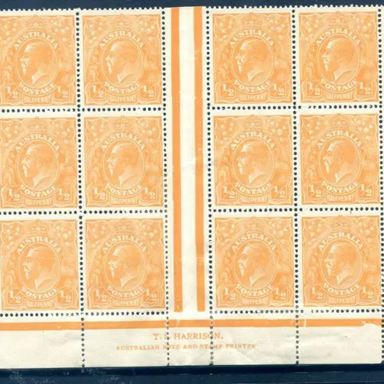 1914-20 Single Watermark ½d orange, electro 6 ...
