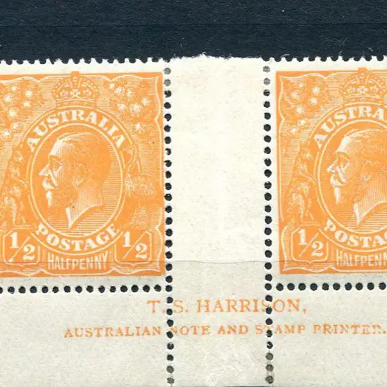 1914-20 Single Watermark ½d bright orange, electro ...