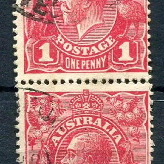 1914-20 Single Watermark 1d carmine aniline vert ...